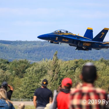 Blue Angels #7 takes off in front of the crowd at Atlantic Airshow, Greenwood, NS. Copyright Ryan Healy 2019